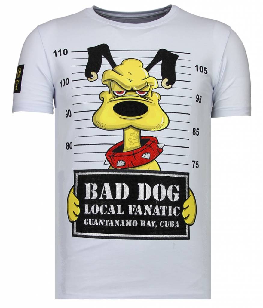 Bad Dog Rhinestone -Man T-Shirt Vit