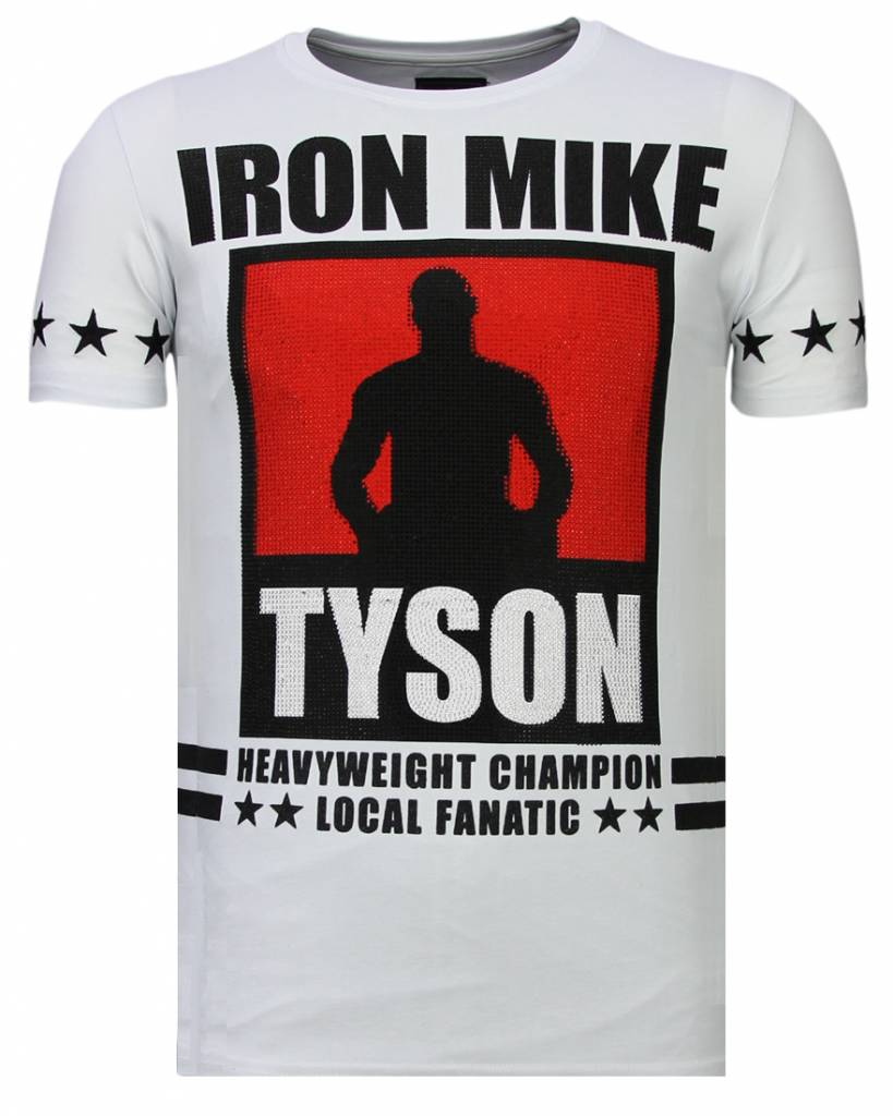 Iron Mike Tyson Rhinestone - Man T-Shirt Vit