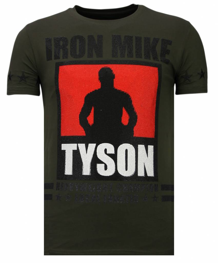 Iron Mike Tyson Rhinestone - T-Shirt Herr Khaki