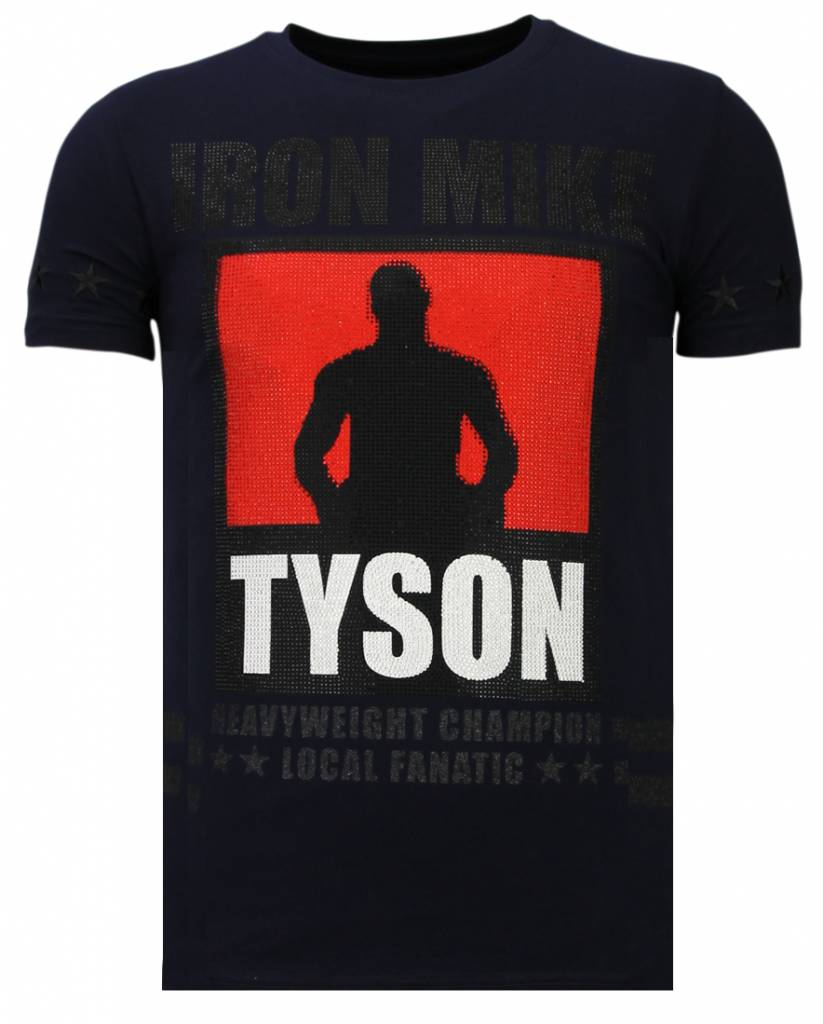 Iron Mike Tyson Rhinestone - Herr T-Shirt - Marinblå