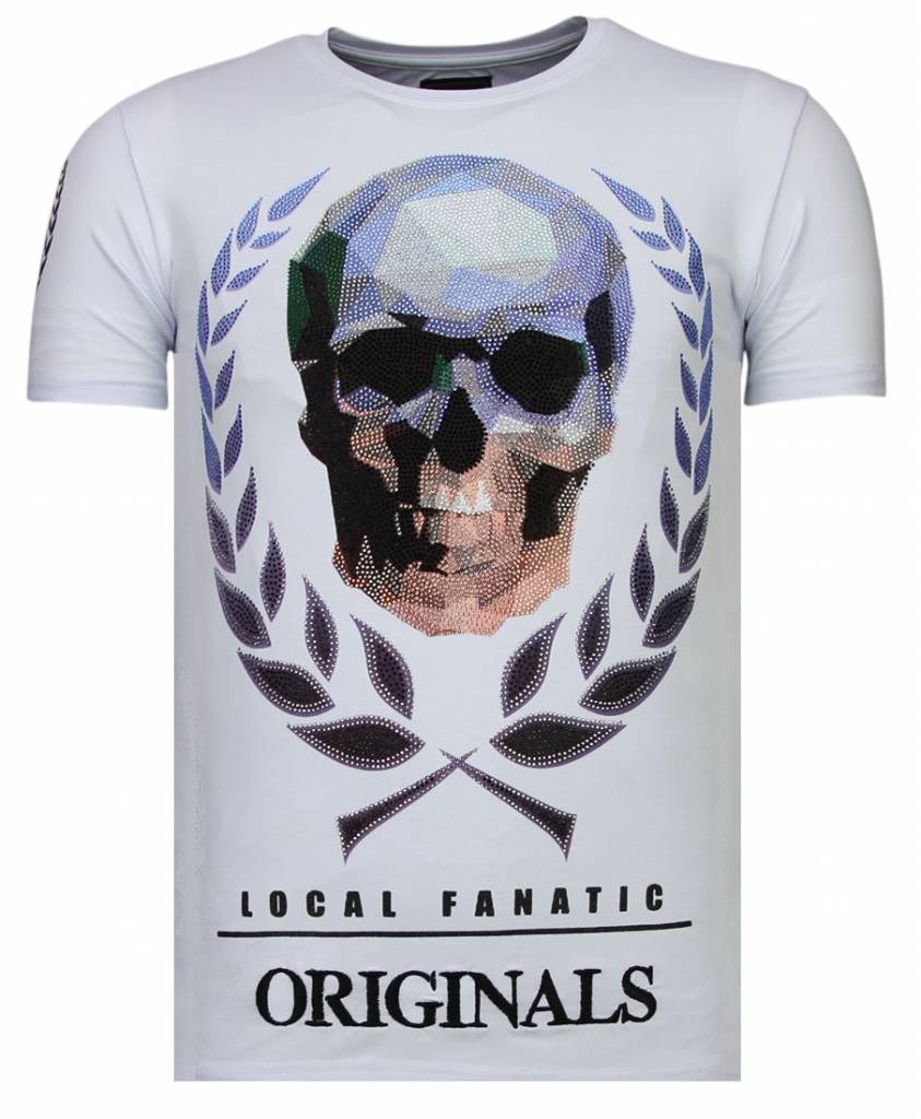 Skull Originals Rhinestone - Man T-Shirt Vit