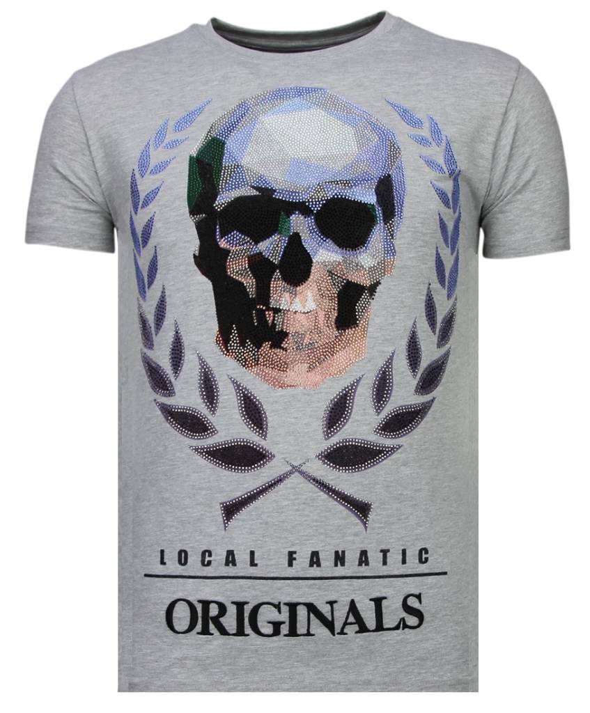 Skull Originals Rhinestone - T-Shirt Herr Grå