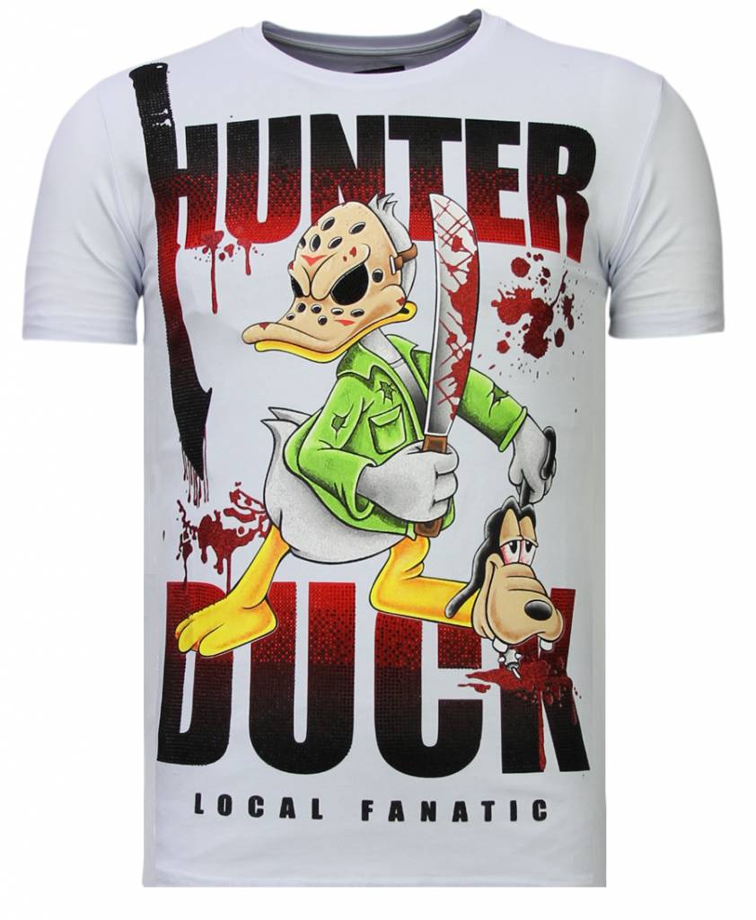 Hunter Duck Rhinestone - Man T-Shirt Vit