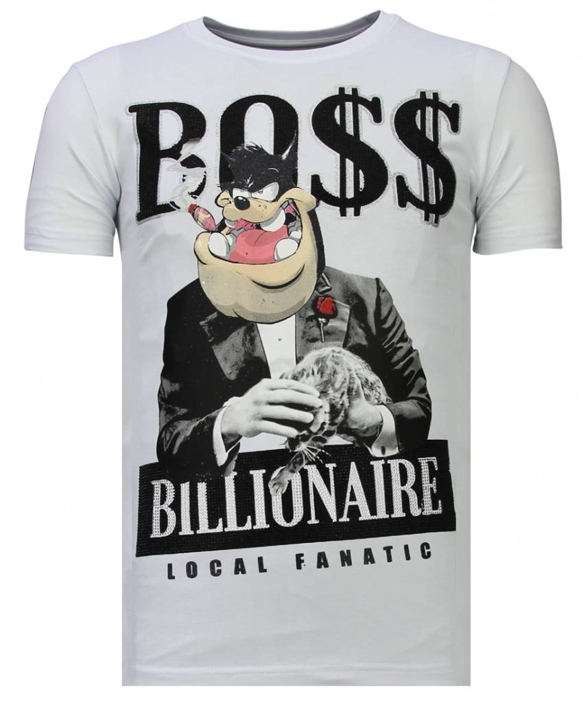 Billionaire Boss Rhinestone - Man T-Shirt Vit