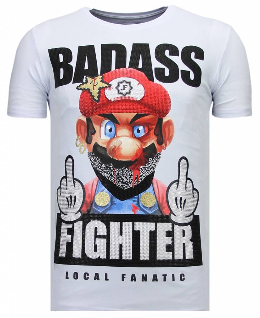Fight Club Mario Bros -Man T-Shirt Vit