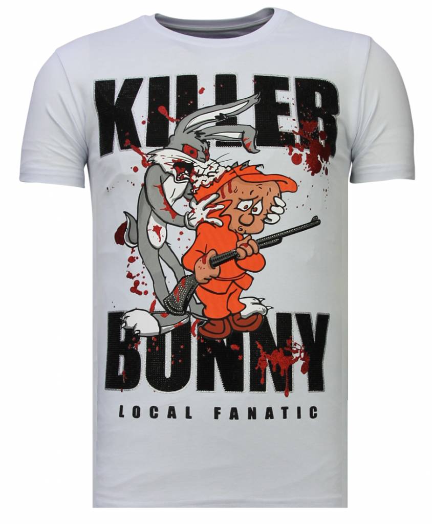 Killer Bunny Rhinestone - Man T-Shirt - -K - Vit