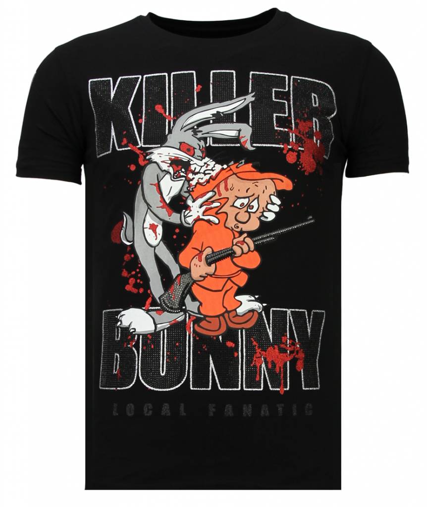 Killer Bunny Rhinestone - Herr T-Shirt Svart