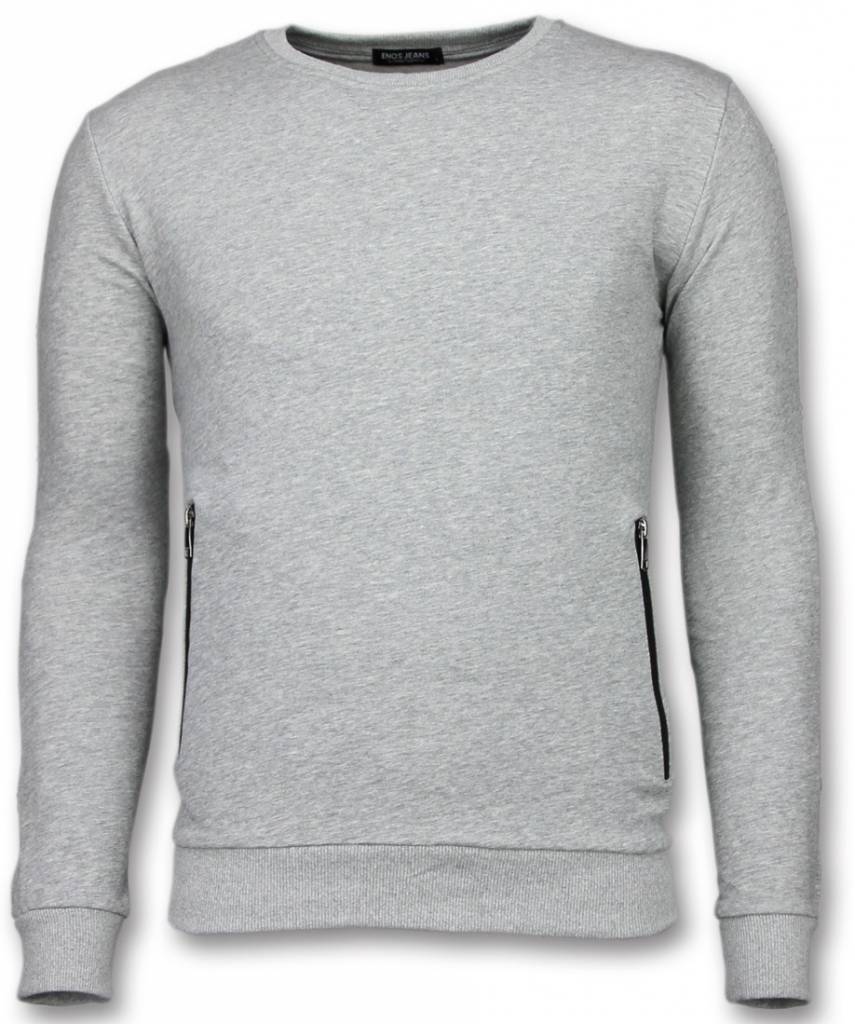 Casual Crewneck - Knappar Tröja Grå