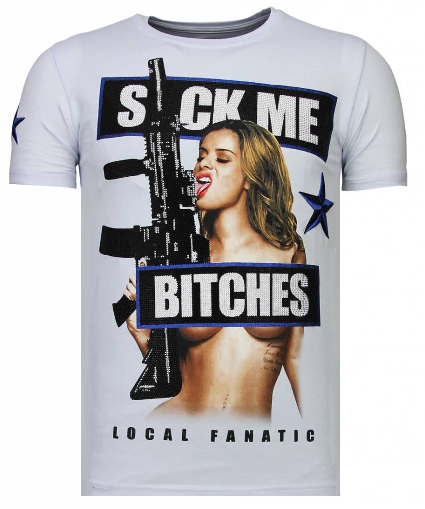 Young Rich Famous Rhinestone - Man T-Shirt - -K - Vit