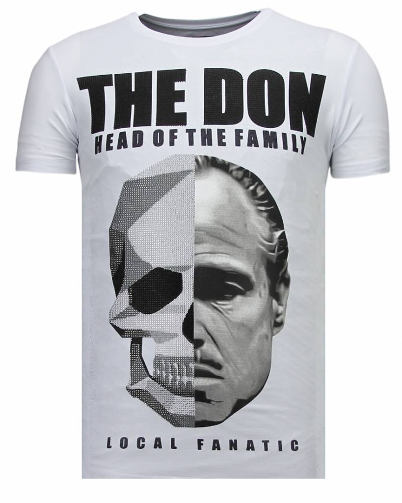 The Don Skull Rhinestone - Herr T-Shirt Vit