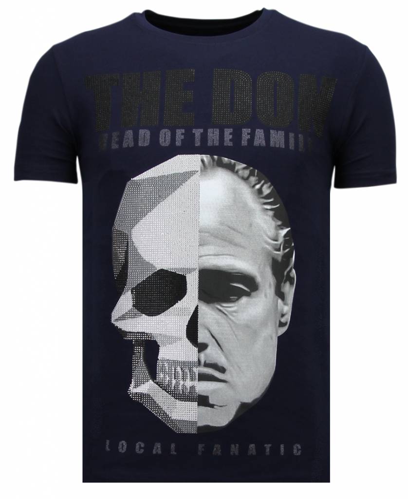 The Don Skull Rhinestone - Herr T-Shirt Marinblå