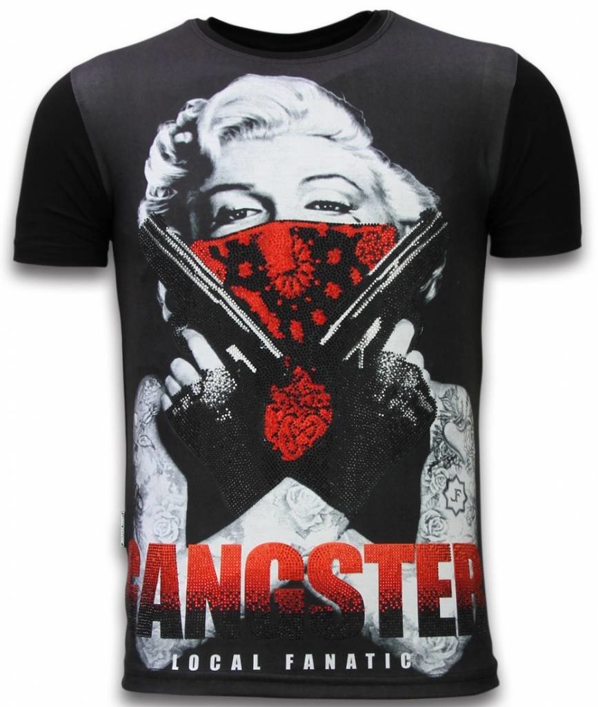 Gangster Marilyn Rhinestone - Herr T-Shirt Svart