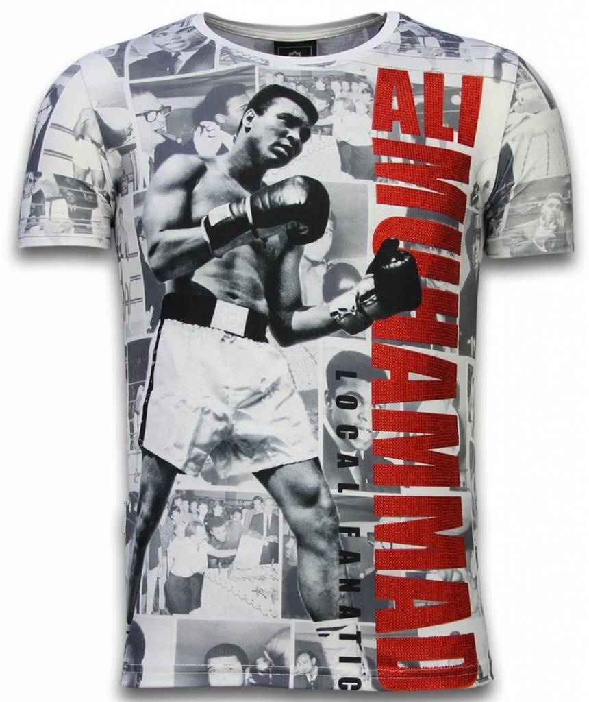 Muhammad Photocollage Rhinestone - Man T-Shirt Vit