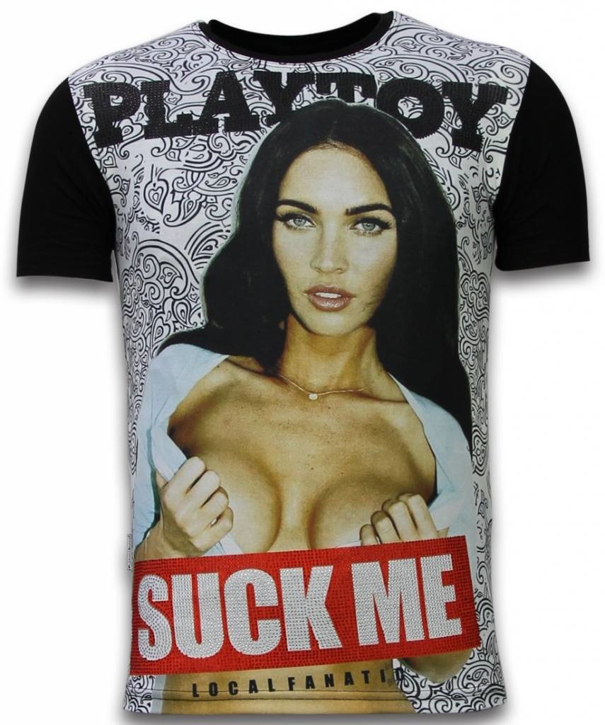 Playtoy Megan Rhinestone - Herr T-Shirt Svart