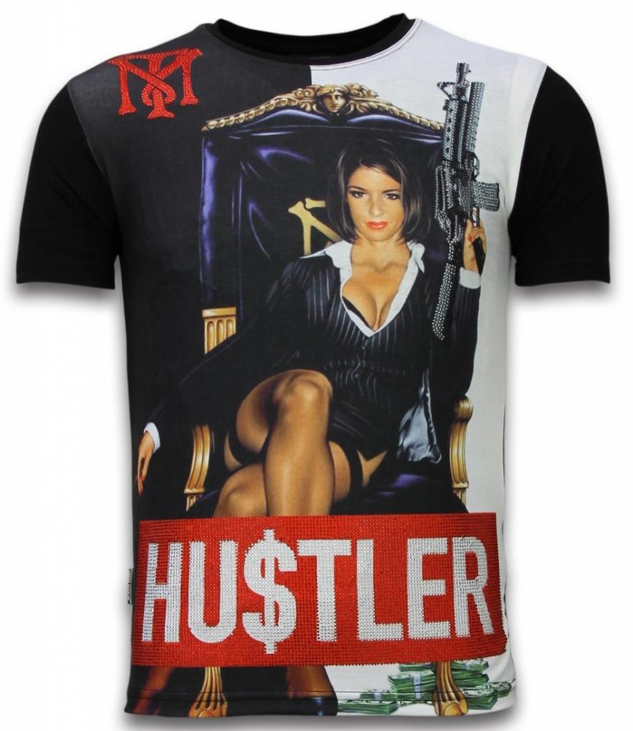 Hu$tler Digital Rhinestone - Herr T-Shirt Svart