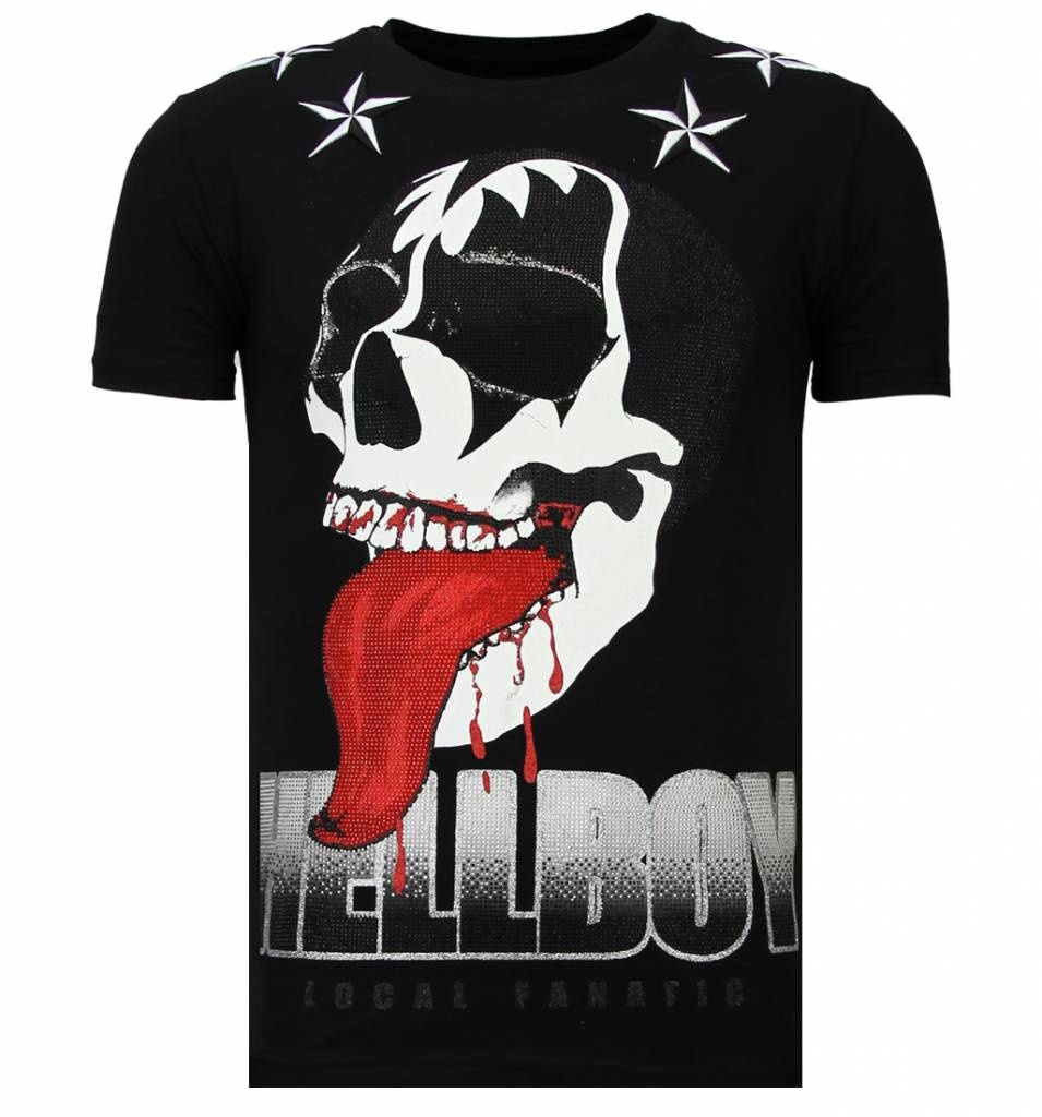 Hellboy Rhinestone - Herr T-Shirt Svart