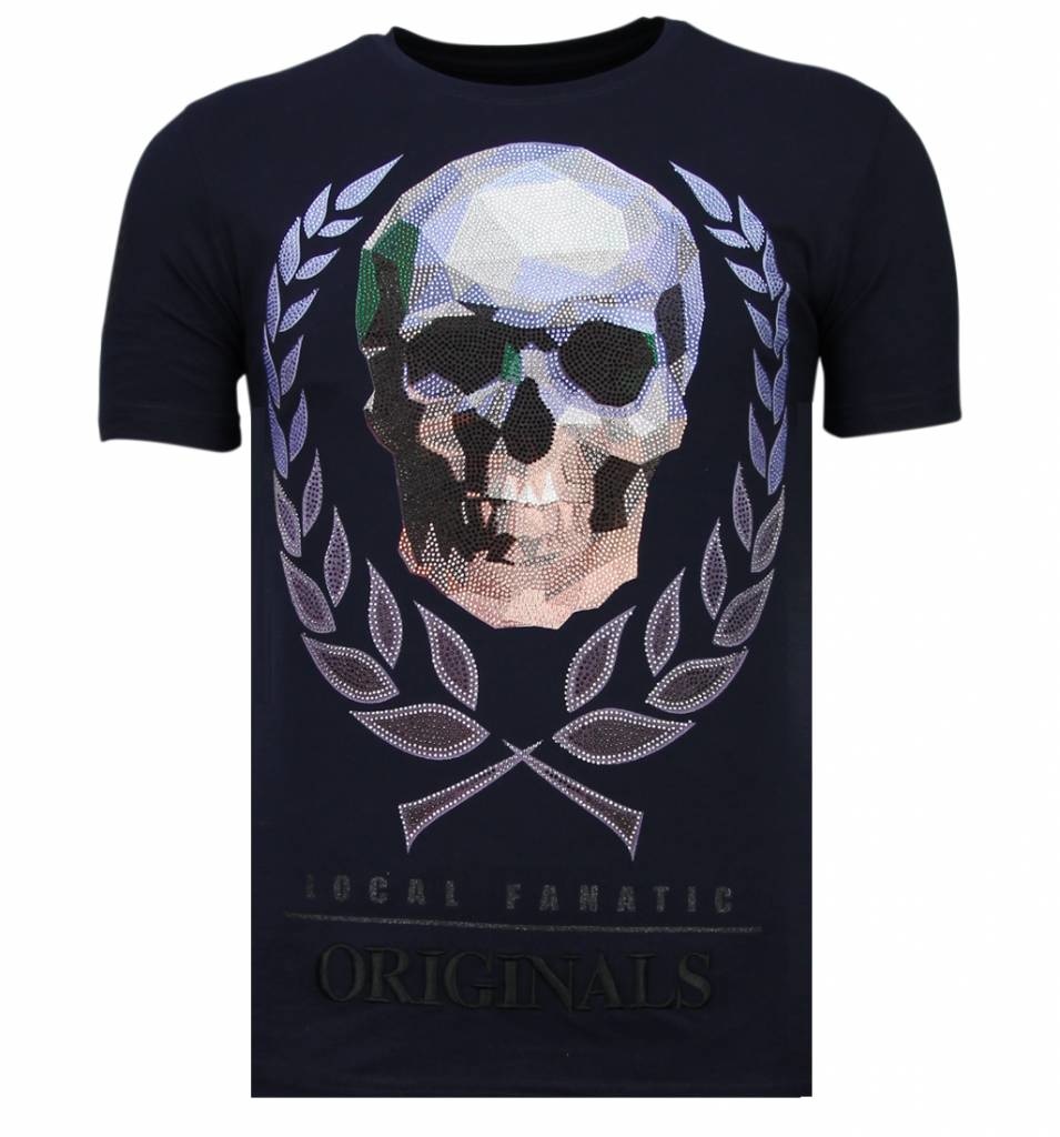 Skull Originals Rhinestone - Herr T-Shirt Marinblå