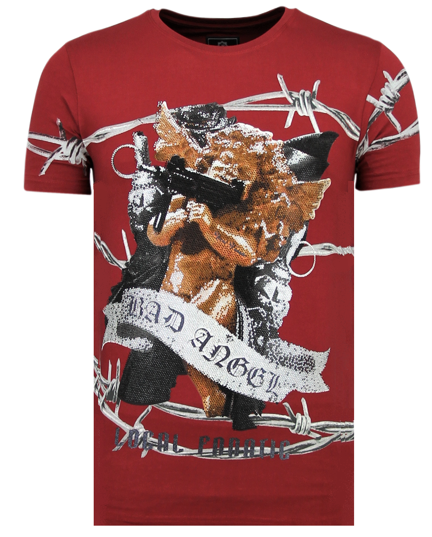 Bad Angel Rhinestones - Tröjor Till Herr - B - Bordeaux