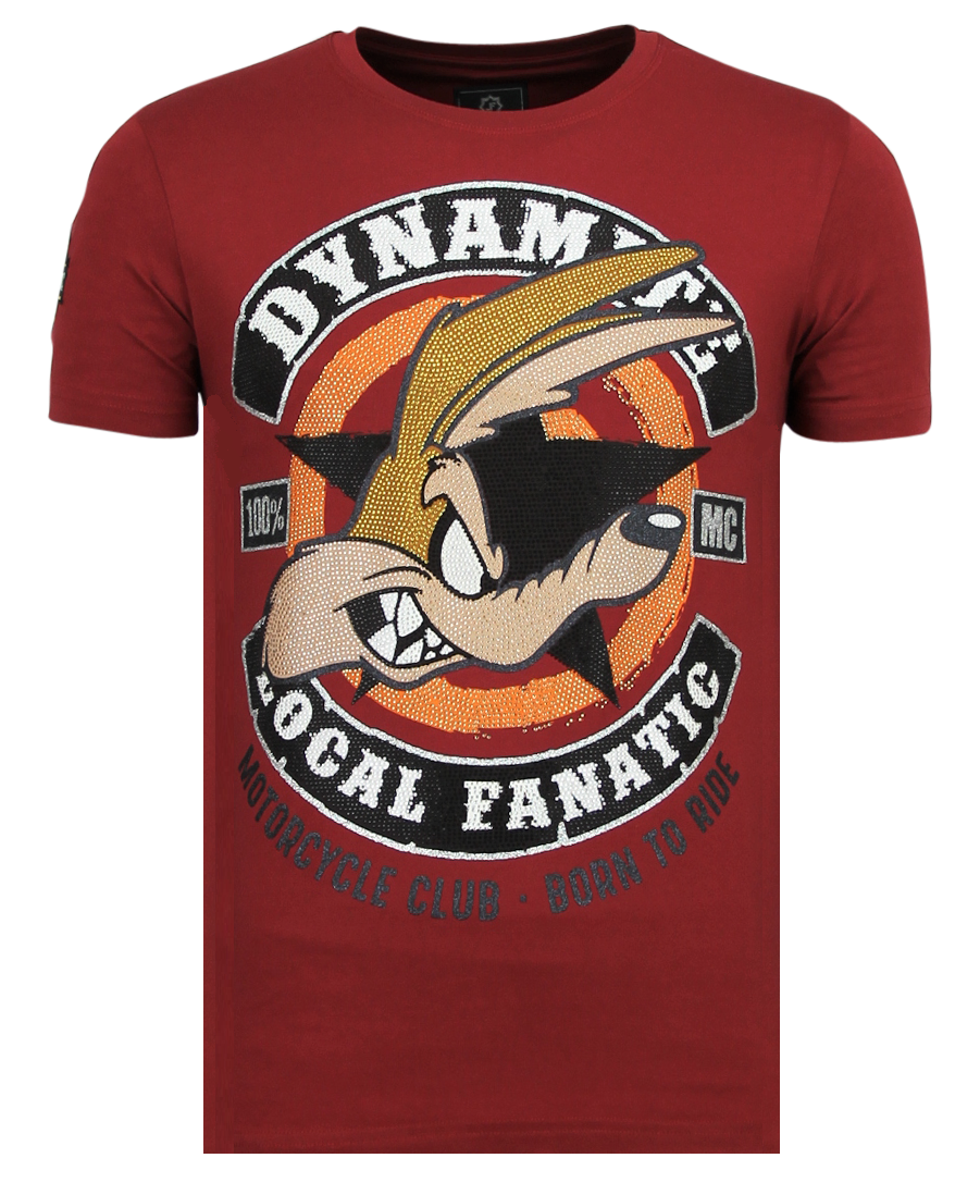 Dynamite Coyote Rhinestones - Tryckt T-Shirt Herr - B - Bordeaux