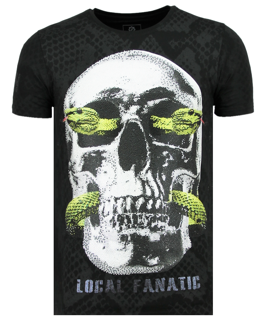 Skull Snake Rhinestones - T-Shirt Herrar - Z - Svart