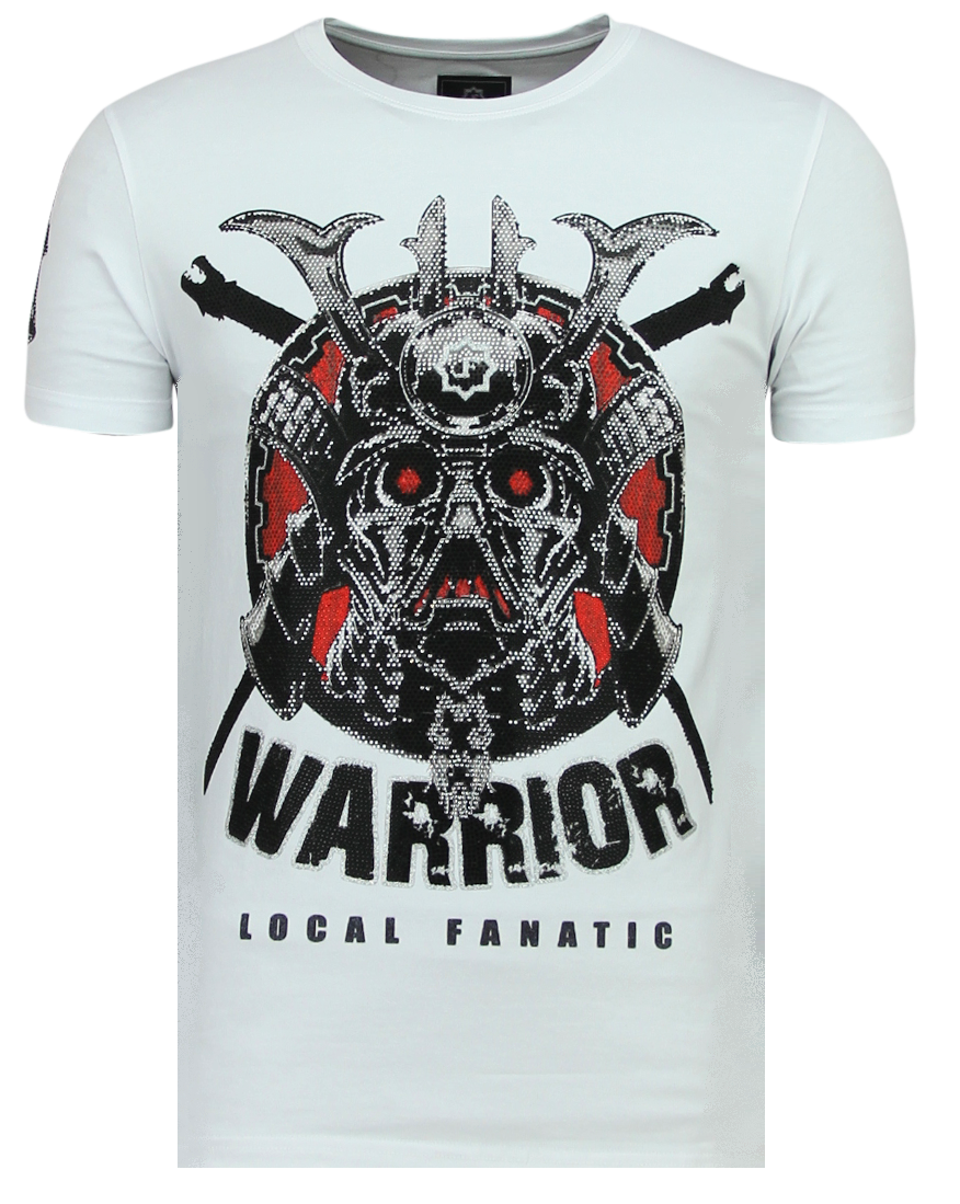 Savage Samurai Rhinestones - Roliga Tröjor För Män - W - Vit