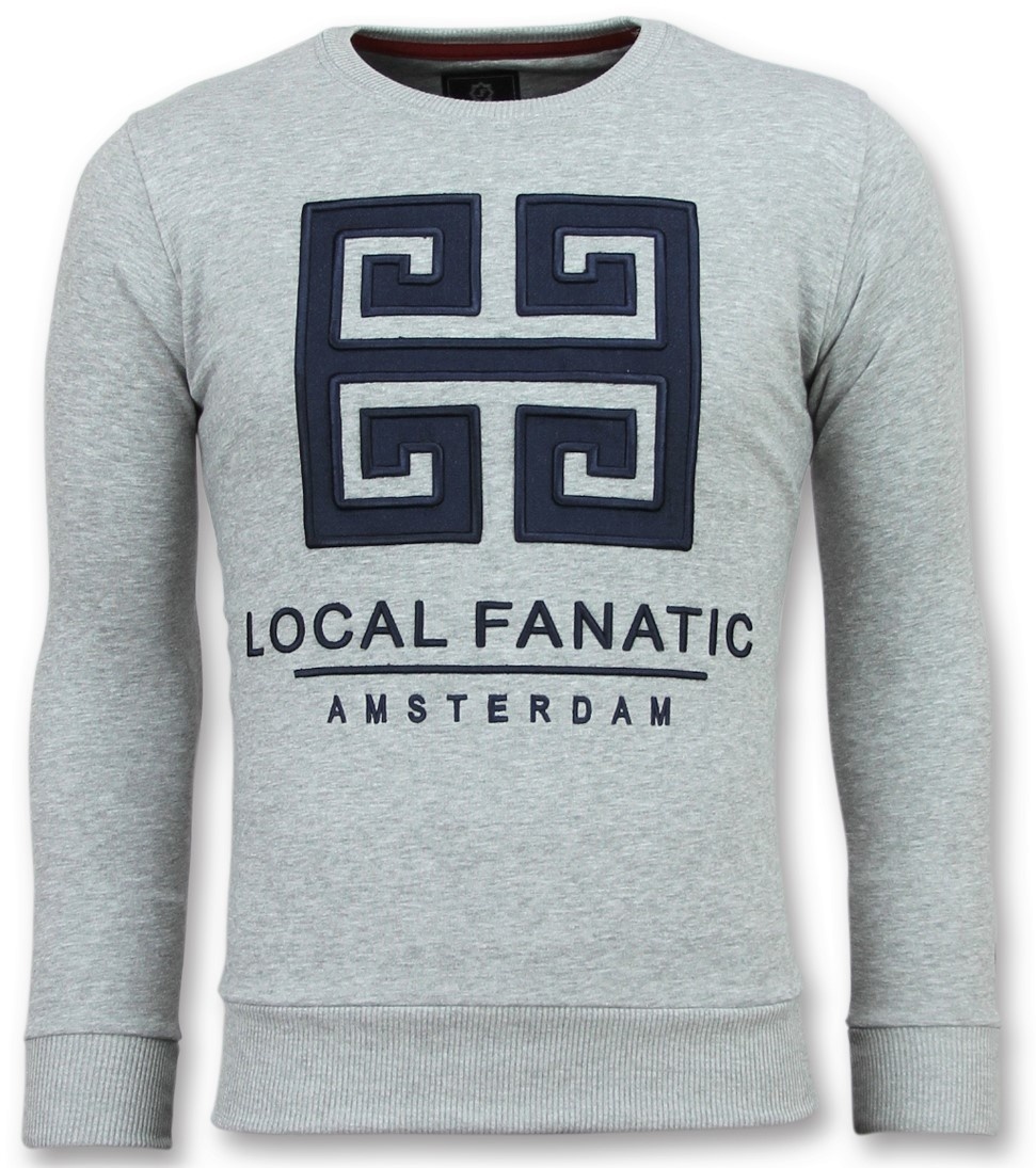 Greek Border Sweater - Tryck På Tröja Man - G - Grå