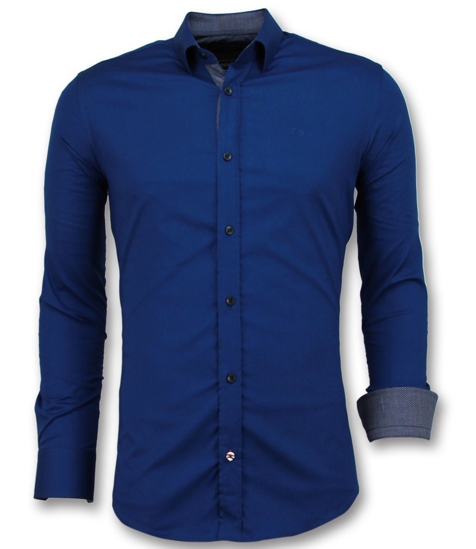 Slim Fit Herrtröjor För Män - Blank Blus Företag Blå