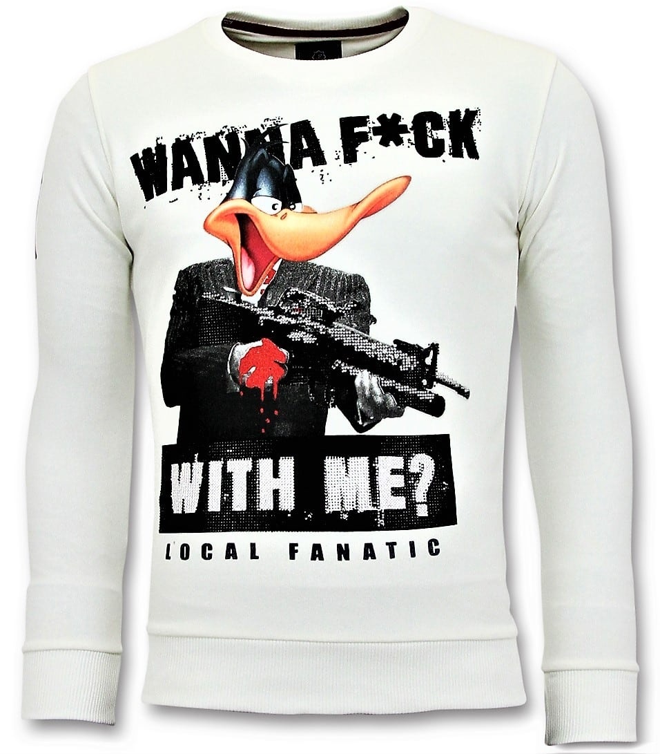 Strass Sweater Män - Andjakt Gun Tröja - Vit