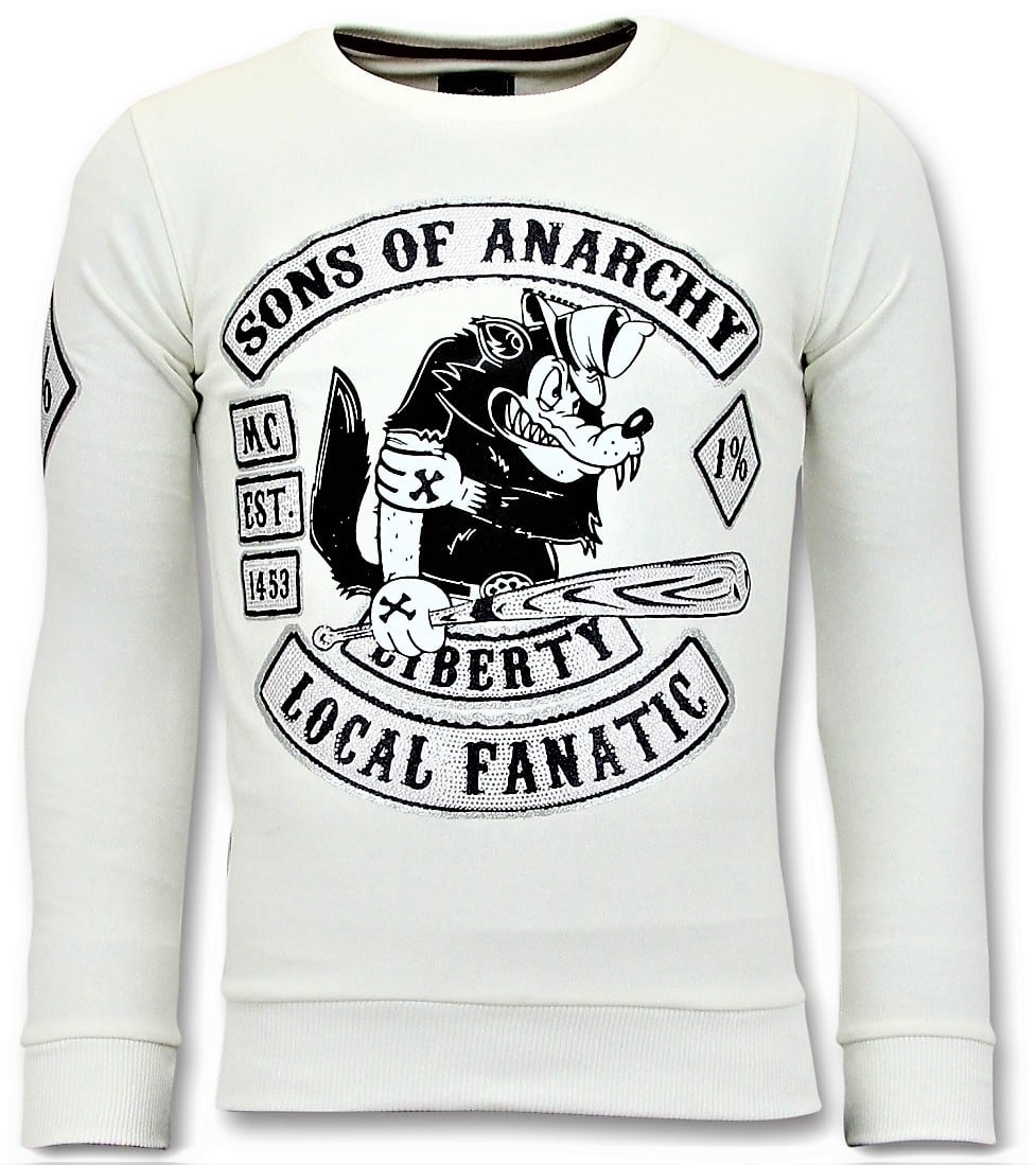 Strass Sweater Män - Sons Of Anarchy Tröja - Vit