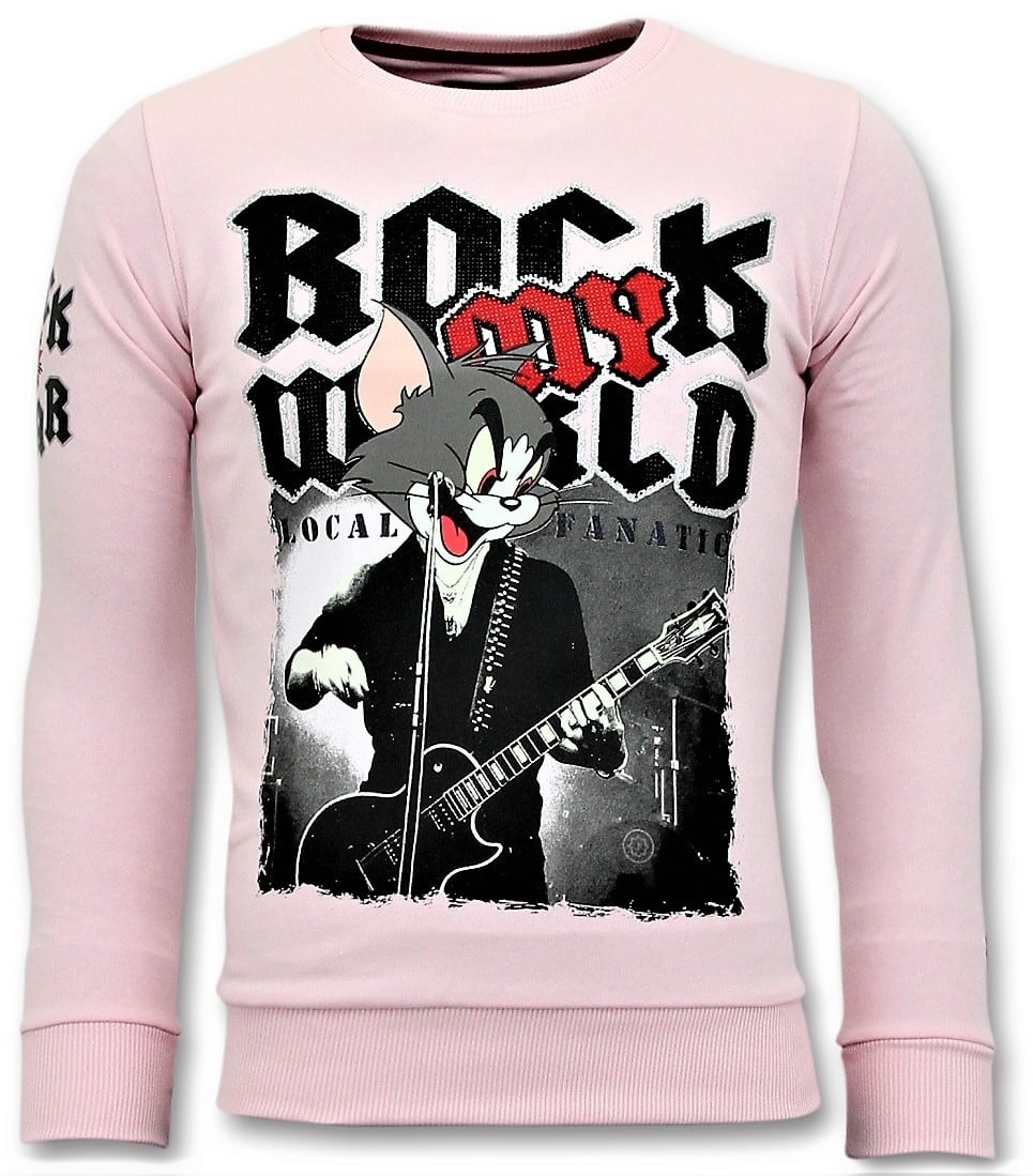 Pullover - Rock My World Cat - Pink