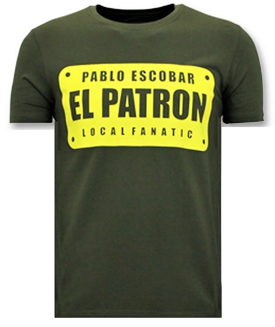 Mens T-Shirt Print - Pablo Escobar El Patron - Grön