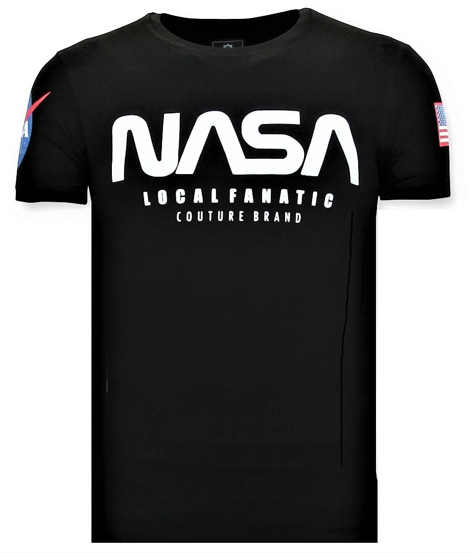 Tryckt T-Shirt Män - NASA Amerikanska Flaggan Tröja - Svart