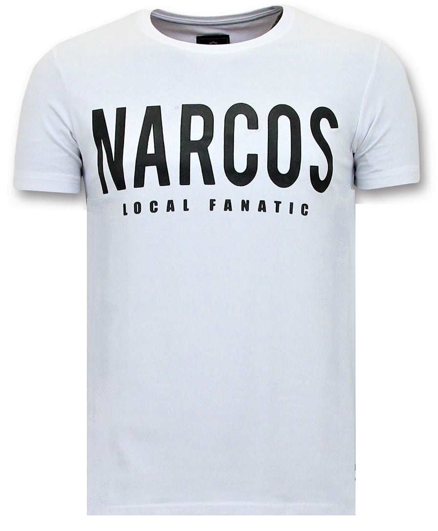 T-Shirt Män Med Push - Narcos Pablo Escobar - Vit