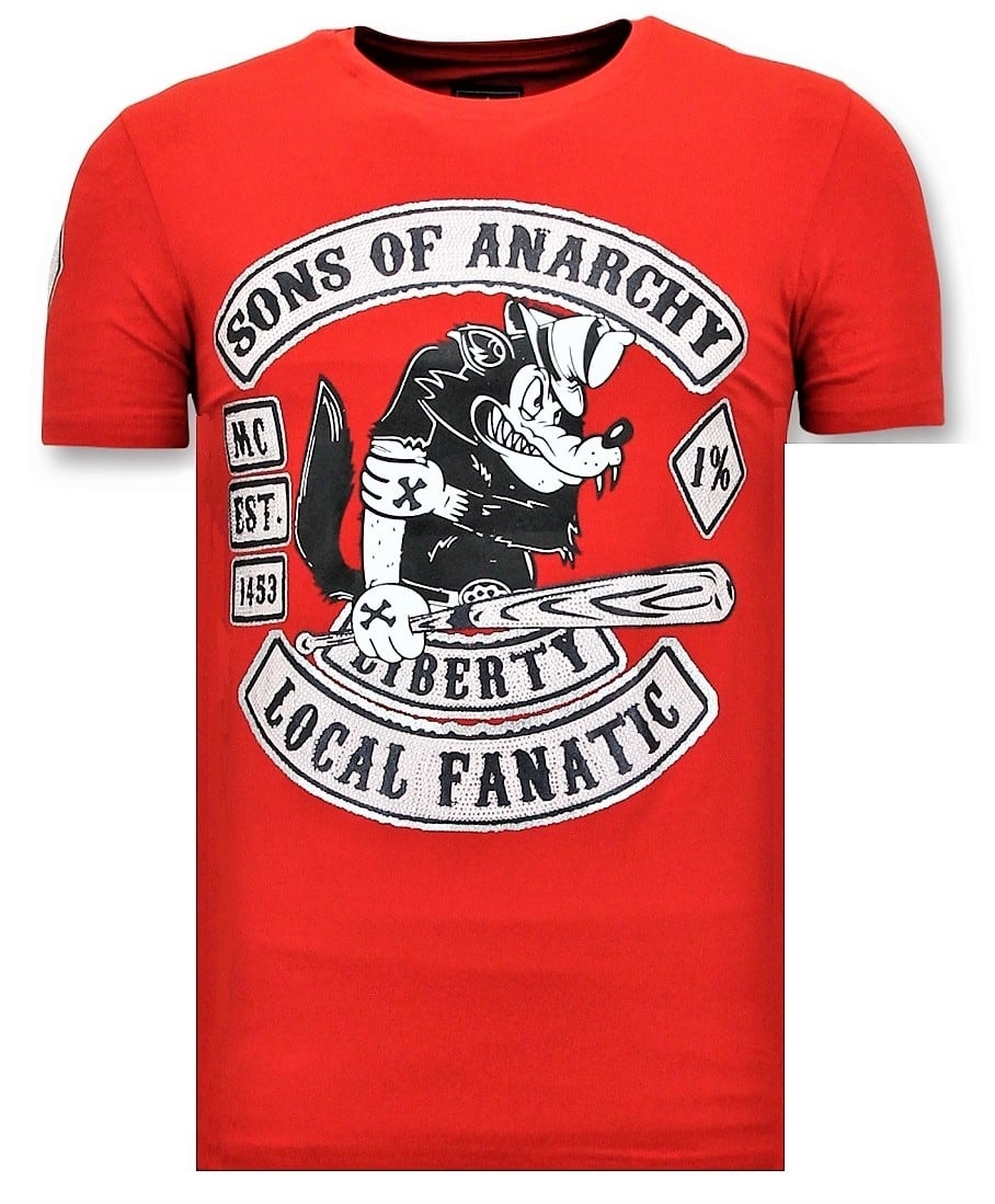 Män T Skjorta Med Tryck - Sons Of Anarchy Print - Röd