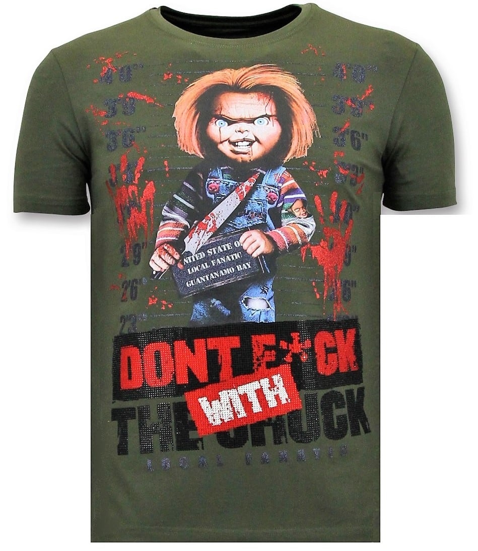 T-Shirt Män - Bloody Chucky Angry Print - Grön