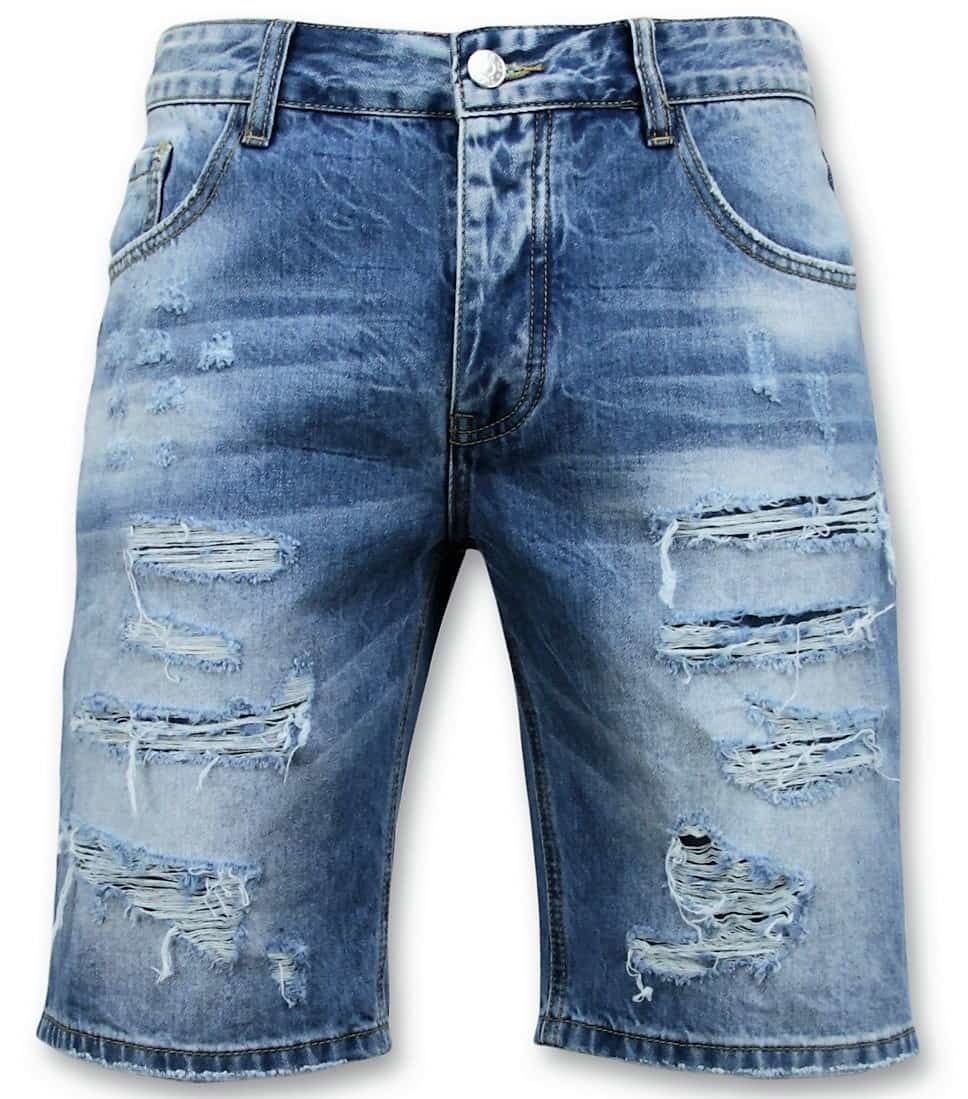 Män Short Pants - Ripped Short - Blå
