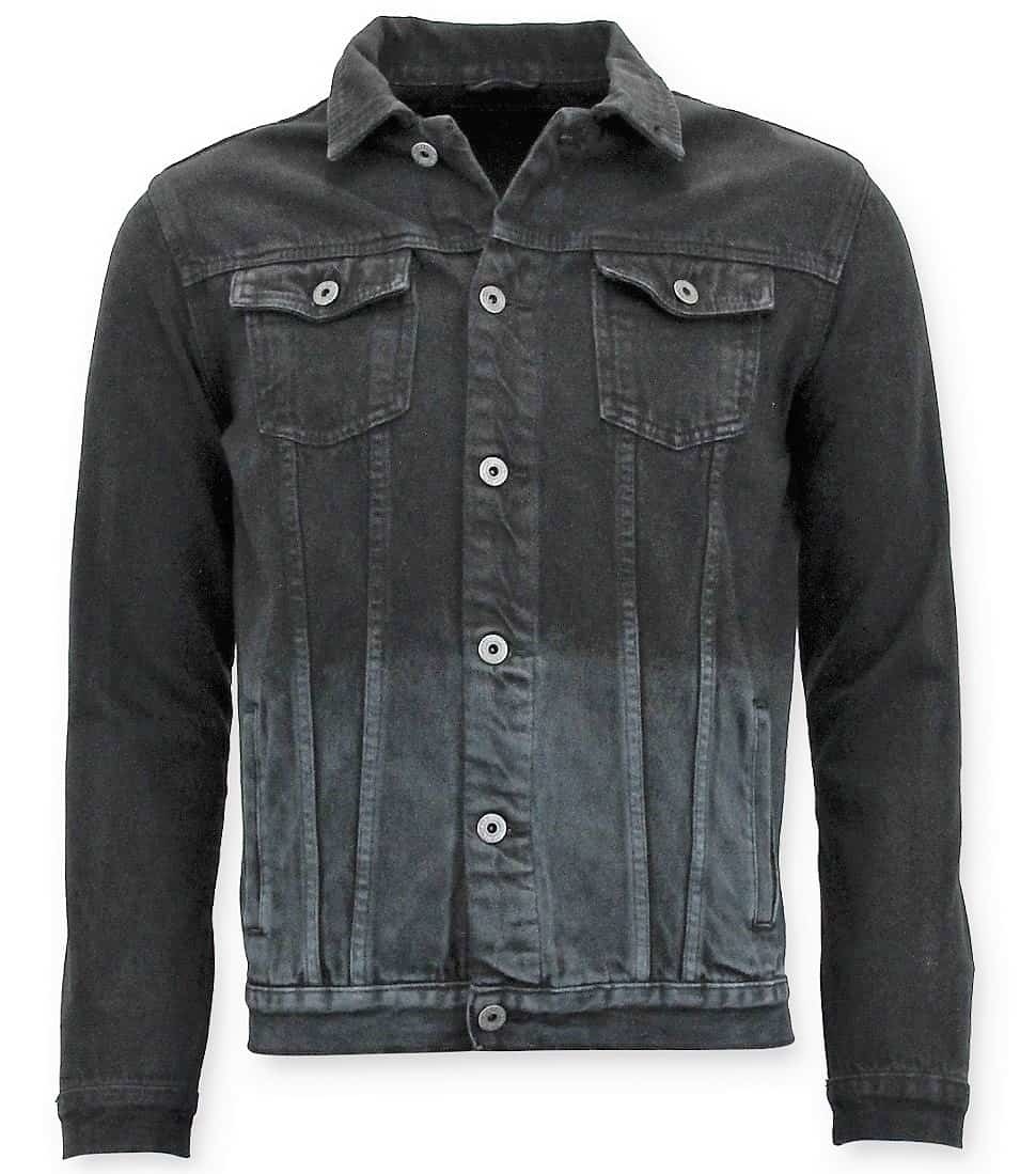 Jeansjacka Män - Vit Denim Svart