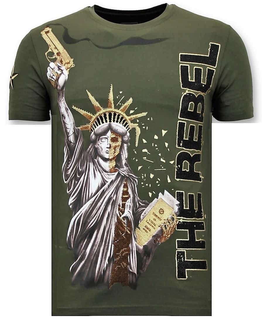 Män T-Shirt Med Rhinestone - The Rebel Grön