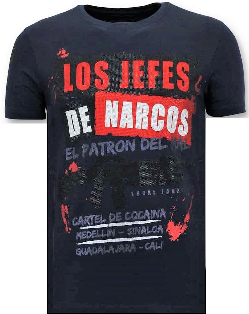 Män T-Shirt - Los Jefes The Narcos Blå
