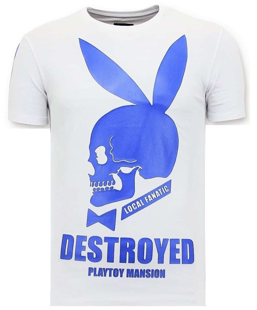 Män T-Shirt - Förstörd Destroyed Playtoy - Vit