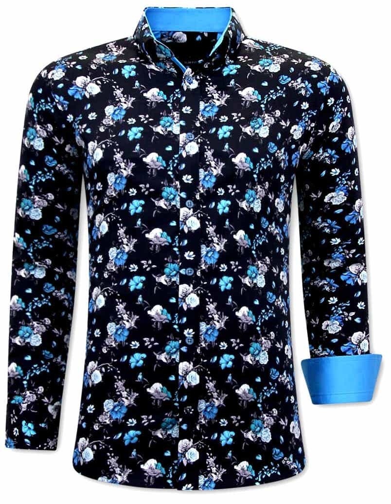 A Skjortor Herr - Slim Fit Blå Svart