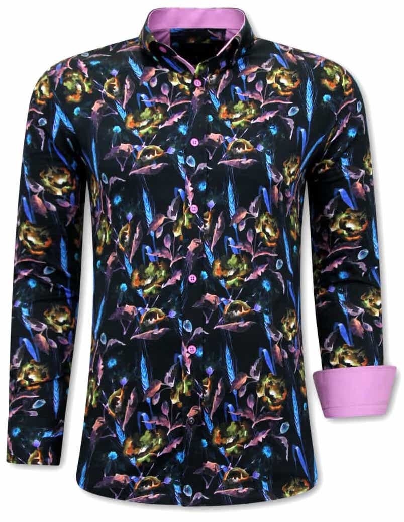 A Skjortor Herr - Slim Fit Rosa Svart
