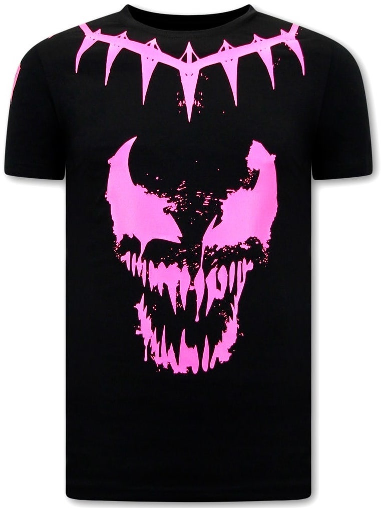 T-Shirt Med Tryck Venom Face Neon - Svart