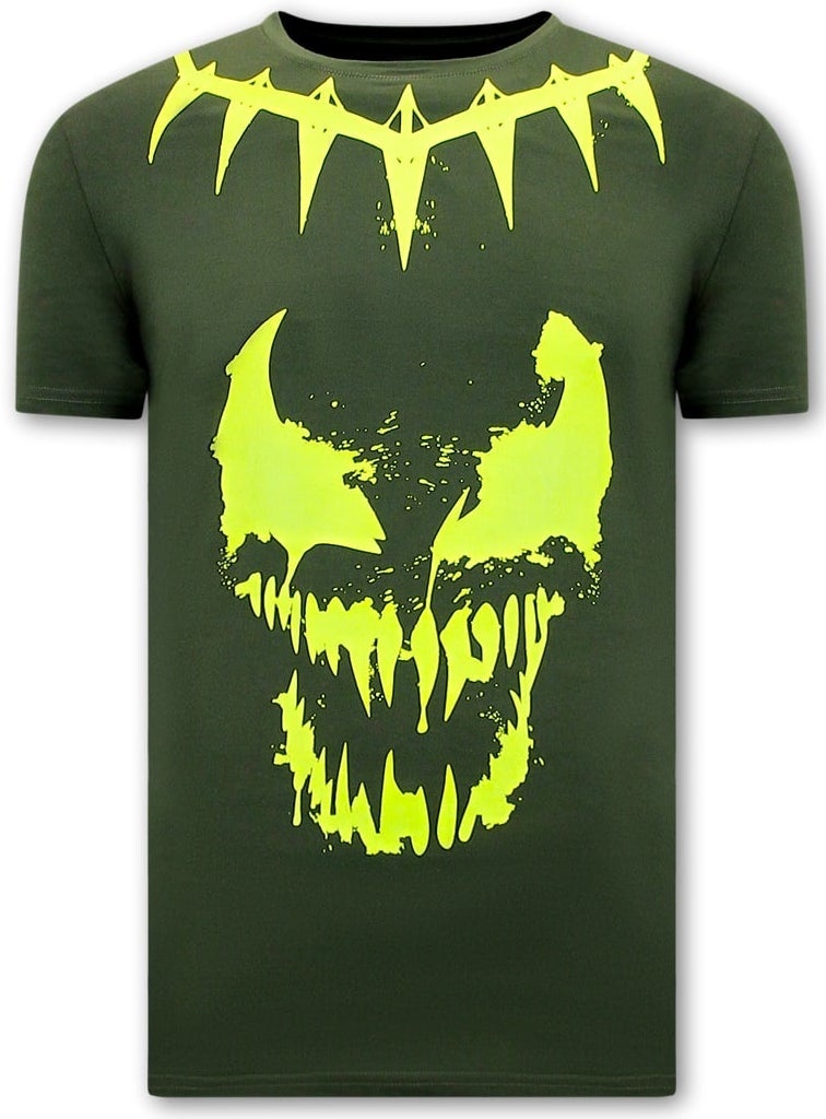 T-Shirt Med Tryck Venom Face Neon - Grön