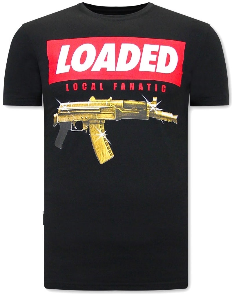 T-Shirt Med Tryck Loaded Gun - Svart