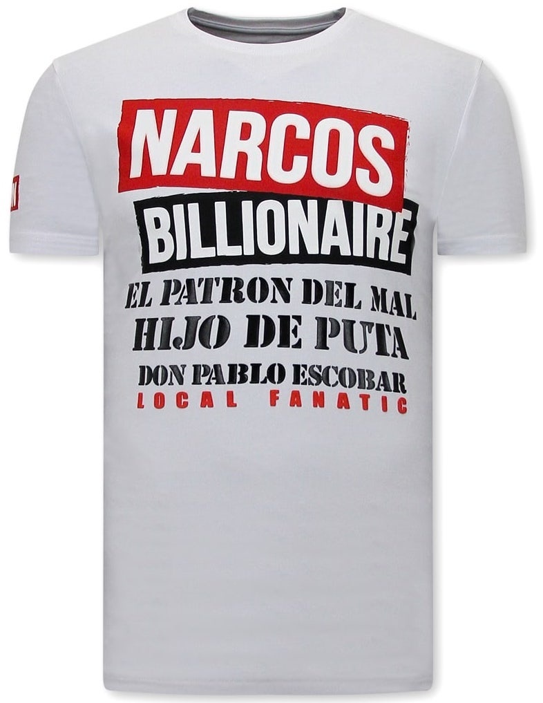 T-Shirt Med Tryck Narcos Billionaire - Vit