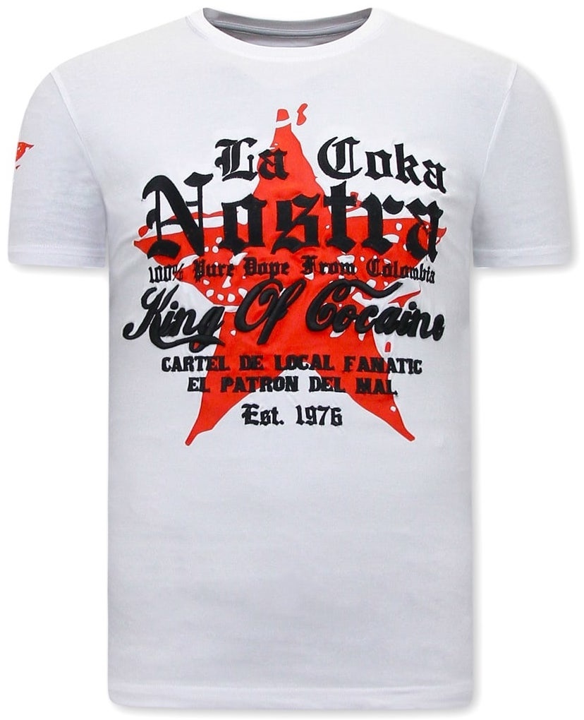 Herr T-Shirt King Of Cocaines - Vit