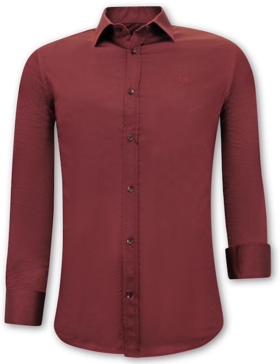 Trendiga Skjortor Slim Fit - Bordeaux