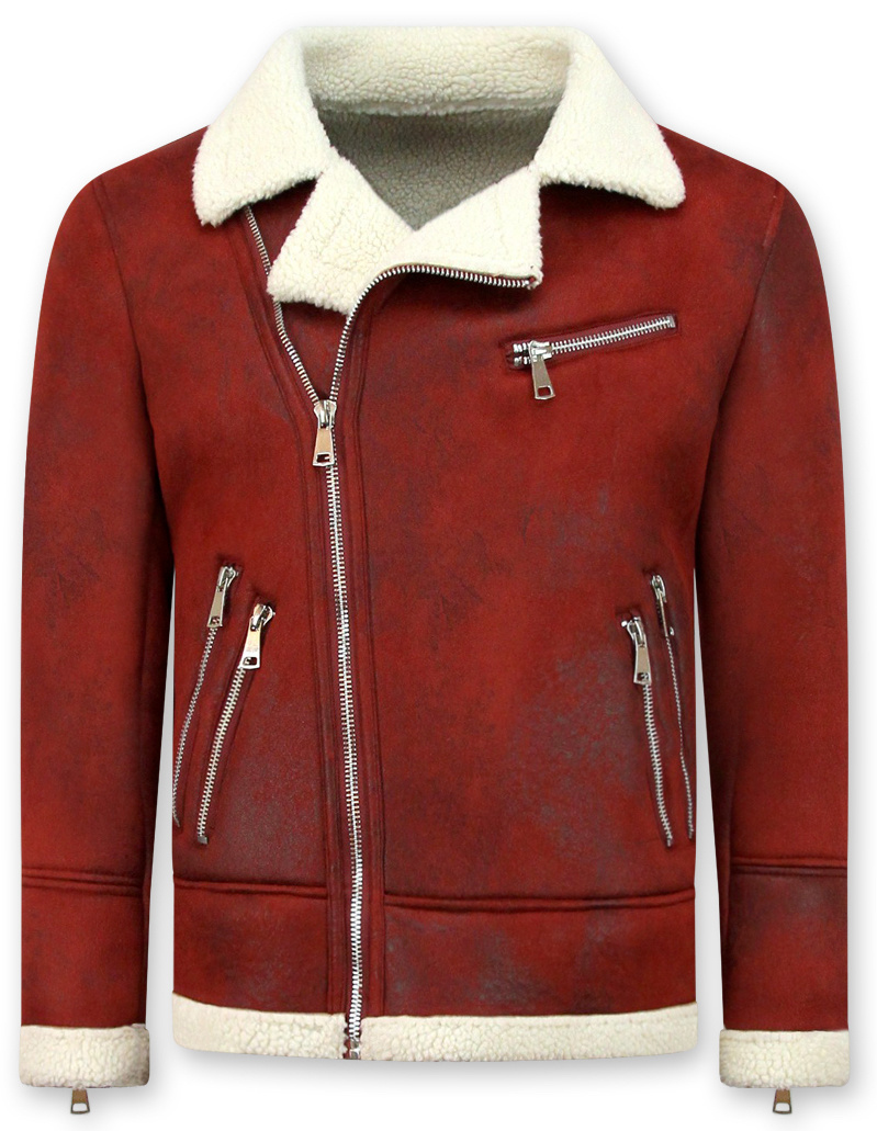 Shearling Jacket Herr - Med Päls - Röd