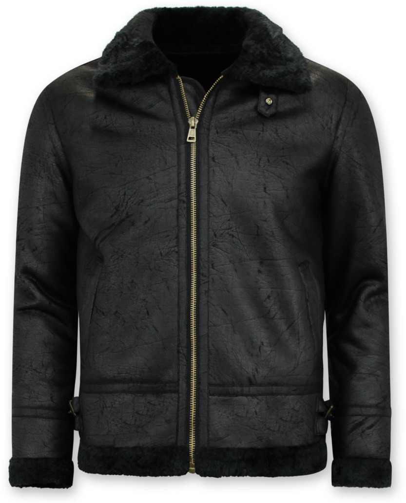 Shearling Jacket - Lammy Coat - Svart